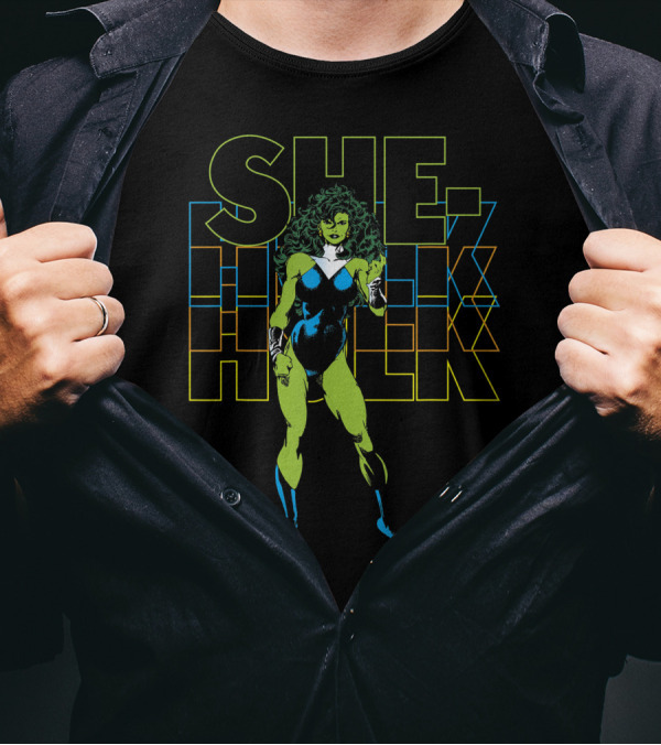 Marvel She Hulk Bold Stack Hero Pose T-Shirt