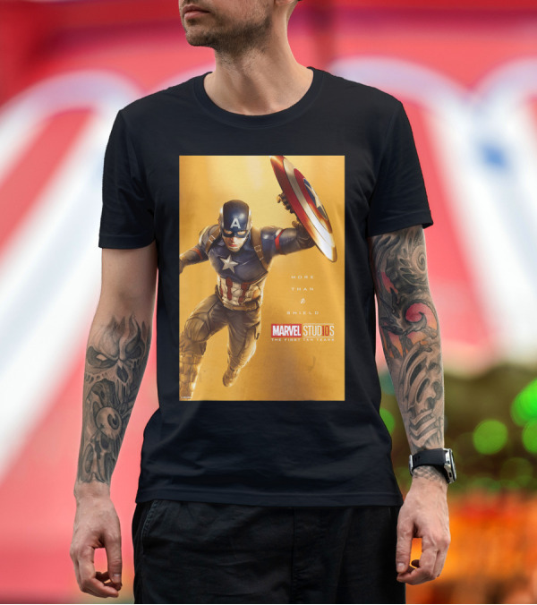 Premium T-Shirt: Marvel Studios The First Ten Years More Than A Shield Captain America T-Shirt Marvel Studios The First Ten Years More Than A Shield Captain America T-Shirt