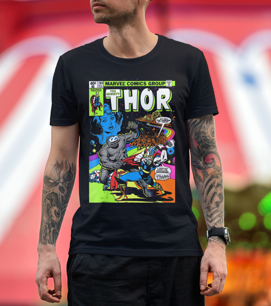 Marvel Comics Group The Mighty Thor 289 Neon Retro Comic Cover T-Shirt