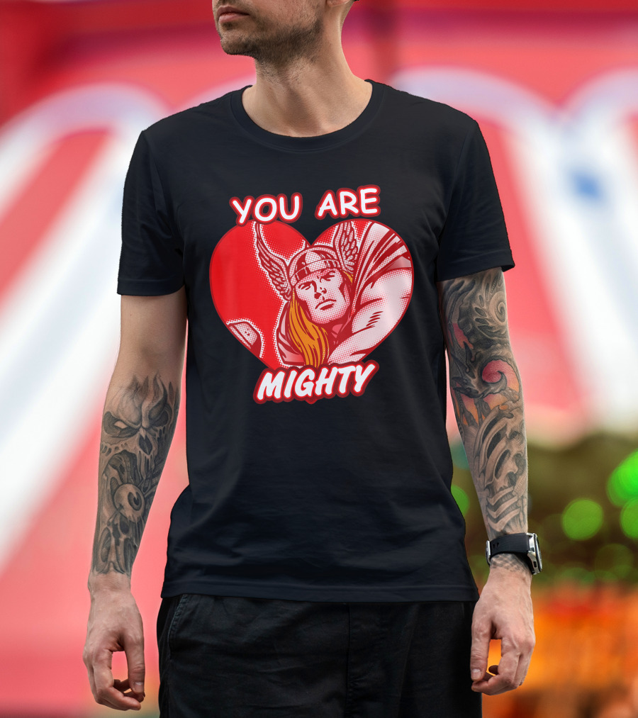 Marvel Avengers Thor You Are Mighty Heart Valentine's Day T-Shirt