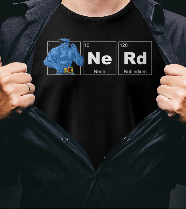 Marvel X Men Beast Periodic Table Nerd Neon Rubindium T-Shirt