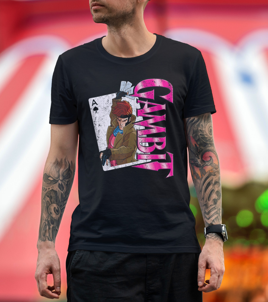 'Marvel X-Men Gambit Playing Card Illustration' T-Shirt