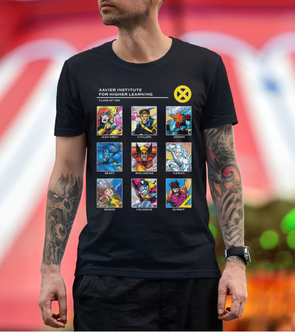 Premium T-Shirt: X Men Xavier Institute Class of 1992 Marvel Jean Grey Cyclops Storm Beast Wolverine Iceman Rogue Colossus Gambit T-Shirt X Men Xavier Institute Class of 1992 Marvel Jean Grey Cyclops Storm Beast Wolverine Iceman Rogue Colossus Gambit T-Shirt