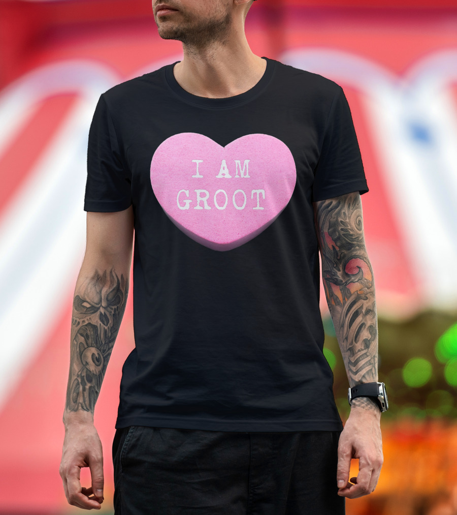 Marvel I Am Groot Candy Valentines Heart Pink T-Shirt