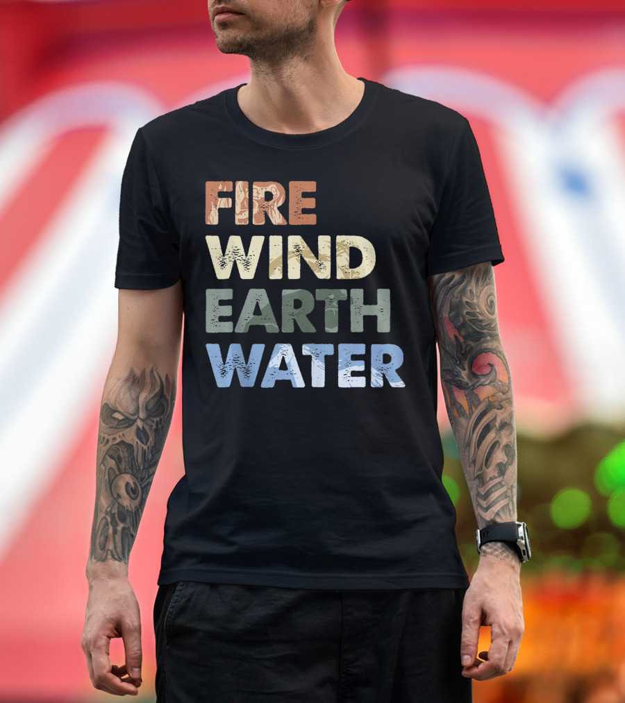 Disney Frozen 2 Fire Wind Earth Water Element Text Stack Fill T-Shirt