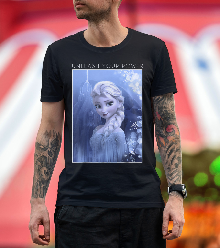 Disney Frozen Elsa Unleash Your Power Ice Castle Snowflakes T-Shirt