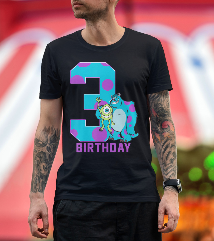 Disney Pixar Monsters Inc Mike And Sully 3 Birthday T-Shirt