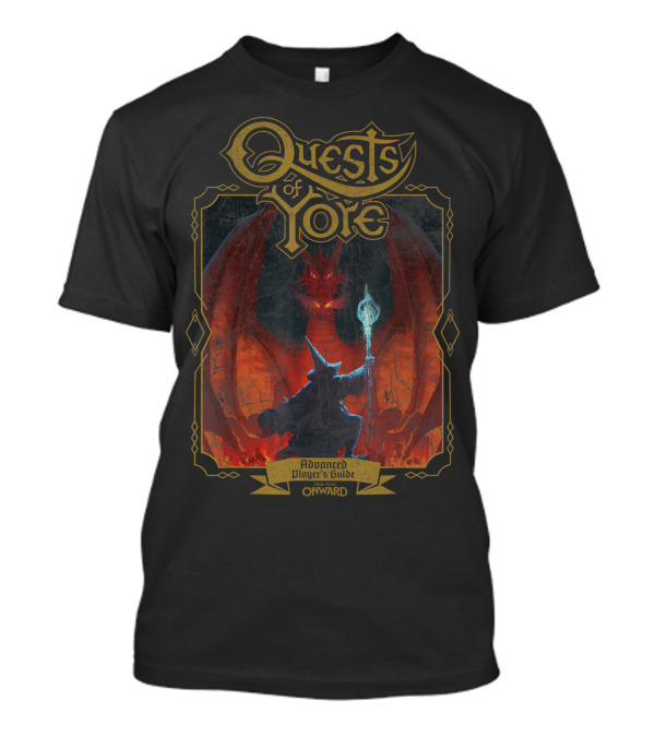 Quests Of Yore Advanced Player's Guide Onward Dragon And Wizard Battle T-Shirt