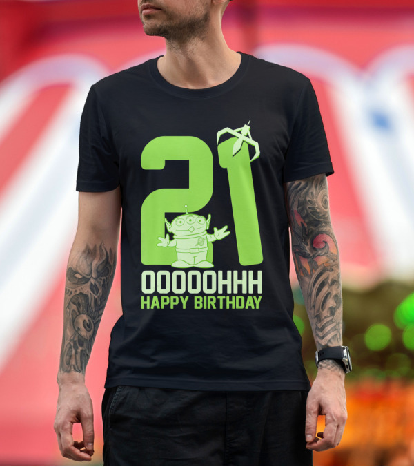 Premium T-Shirt: Disney Pixar Toy Story Alien 21 Ooooh Happy Birthday T-Shirt Disney Pixar Toy Story Alien 21 Ooooh Happy Birthday T-Shirt