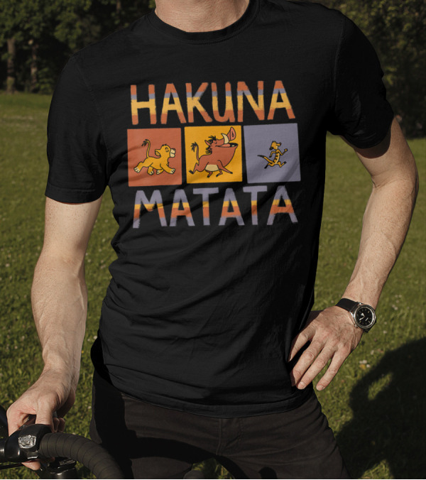 Disney The Lion King Hakuna Matata Simba Pumbaa Timon Solid Blocks T-Shirt