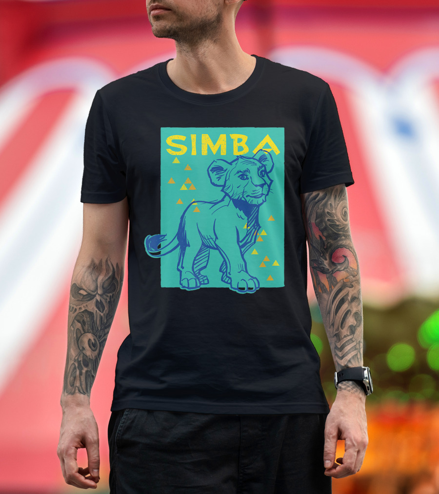 Disney The Lion King Simba With Geometric Triangles T-Shirt
