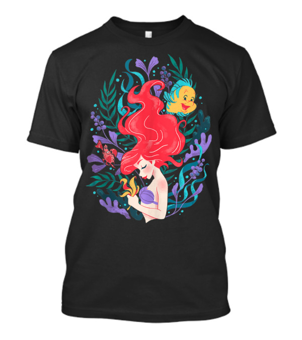 Disney The Little Mermaid Ariel Flounder Sebastian And Sea Flora T-Shirt