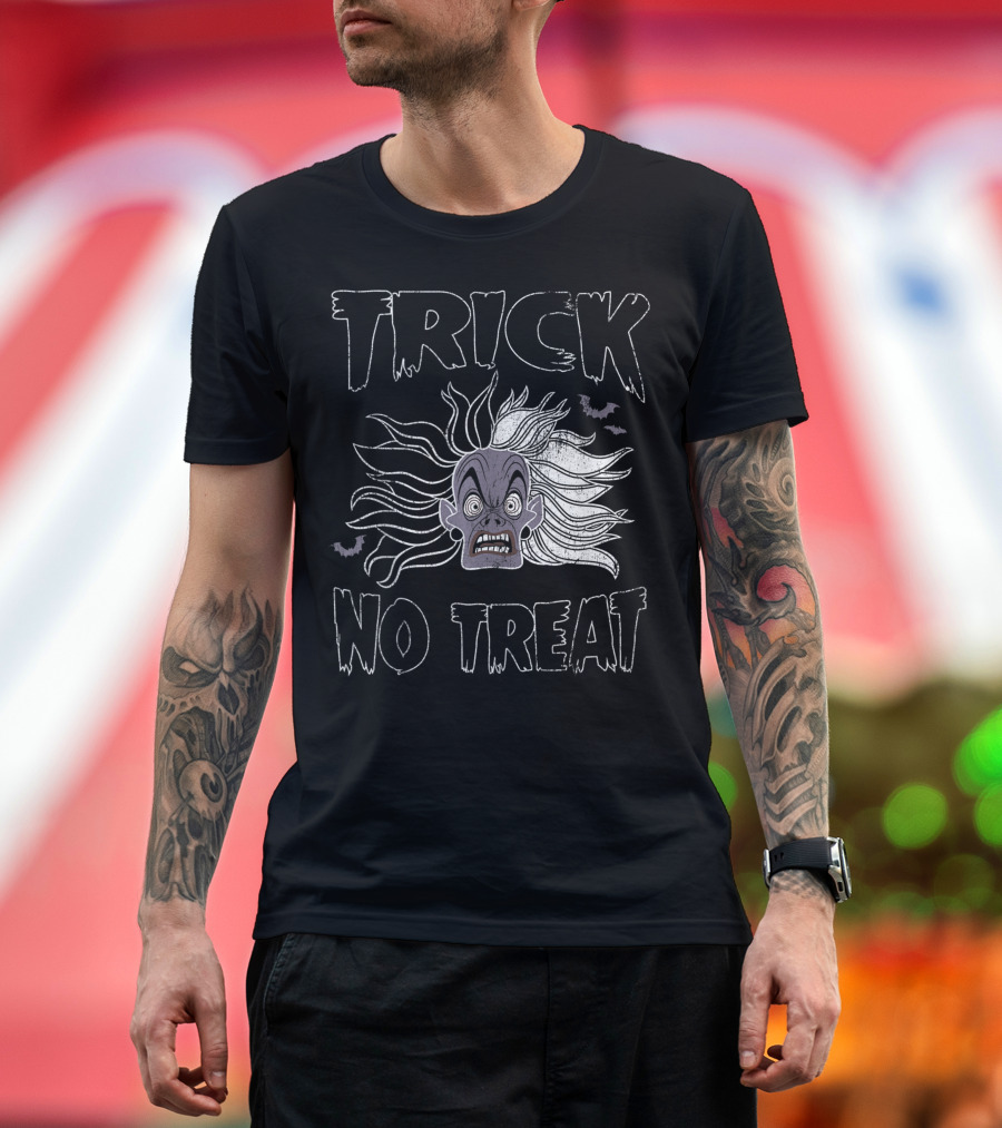 Disney Villains Cruella De Vil Trick No Treat Halloween Bats Hair Scare T-Shirt