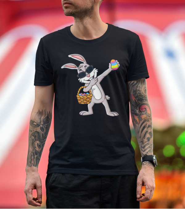 Premium T-Shirt: Dabbing Rabbit Easter Day with Eggs Basket Dab T-Shirt Dabbing Rabbit Easter Day with Eggs Basket Dab T-Shirt