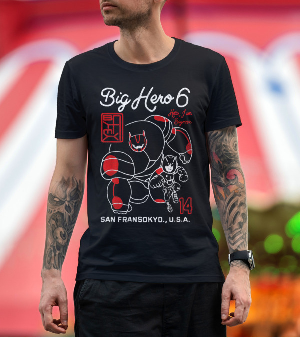 Premium T-Shirt: Big Hero 6 Hello I Am Baymax San Fransokyo U.S.A 14 T-Shirt Big Hero 6 Hello I Am Baymax San Fransokyo U.S.A 14 T-Shirt
