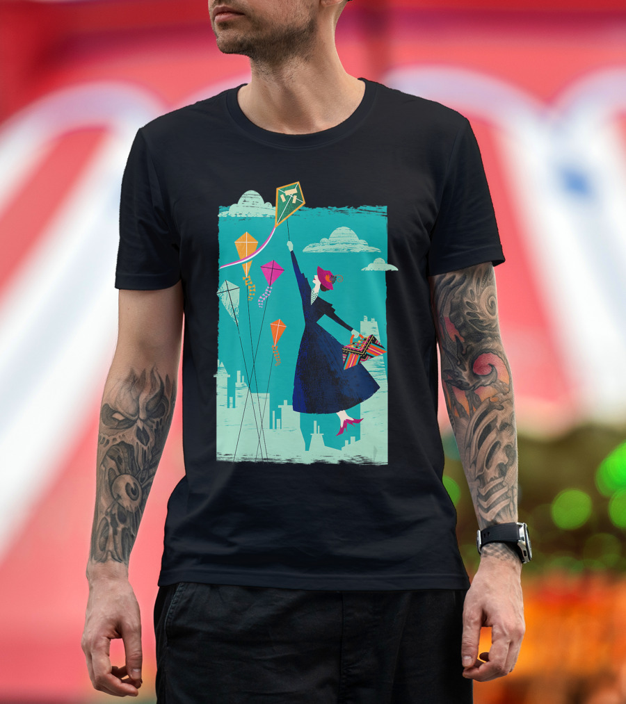 Mary Poppins Returns Flying Kites in the Sky Disney T-Shirt