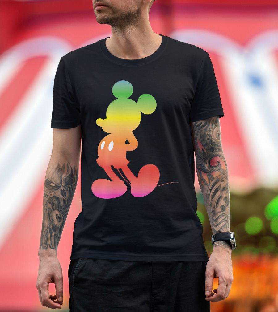 Disney Mickey Mouse Silhouette Gradient Rainbow T-Shirt