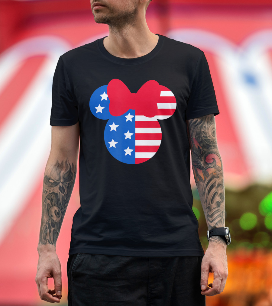 Disney Minnie Mouse Americana Stars and Stripes Bow T-Shirt