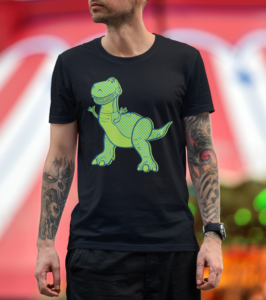 Disney Pixar Toy Story 4 Rex Green Blue Halftone T-Shirt