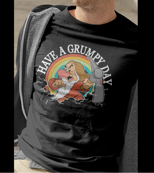 Disney Snow White Grumpy Have A Grumpy Day Pickaxe Rainbow T-Shirt