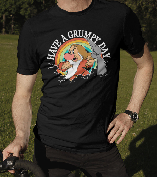 Disney Snow White Grumpy Have A Grumpy Day Pickaxe Rainbow T-Shirt