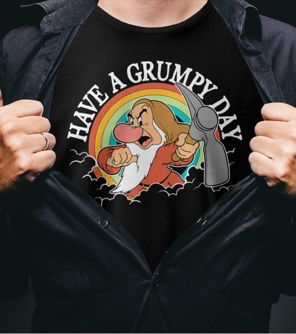 Disney Snow White Grumpy Have A Grumpy Day Pickaxe Rainbow T-Shirt
