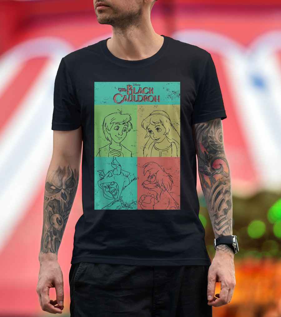 Disney The Black Cauldron Character Sketch Grid T-Shirt