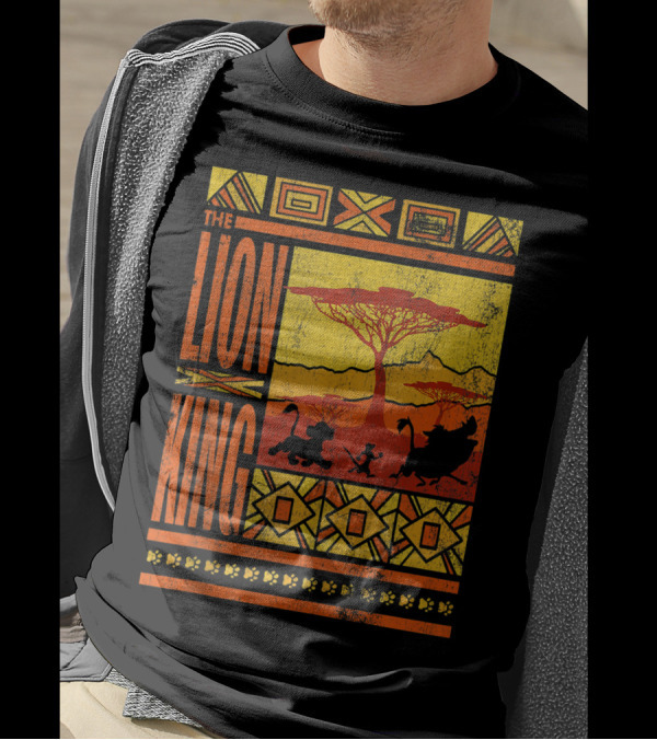 The Lion King Geometric Simba Timon Pumba Silhouette Pattern African Savannah T-Shirt