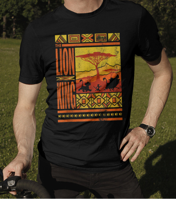 The Lion King Geometric Simba Timon Pumba Silhouette Pattern African Savannah T-Shirt