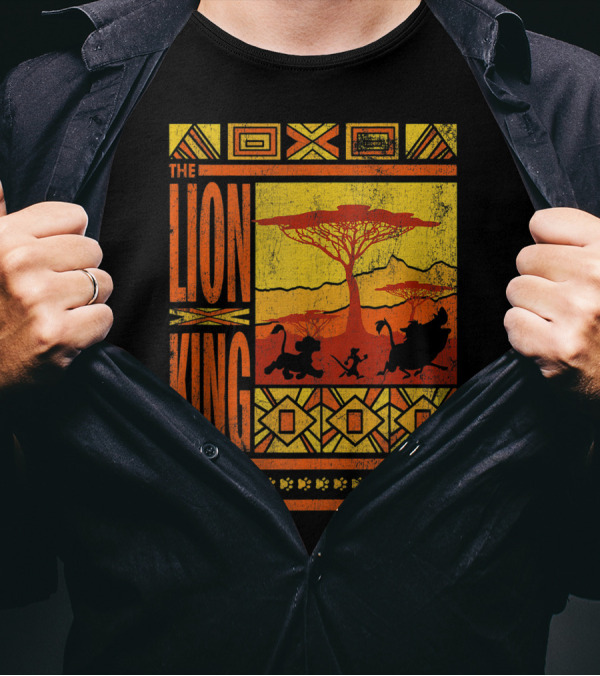 The Lion King Geometric Simba Timon Pumba Silhouette Pattern African Savannah T-Shirt