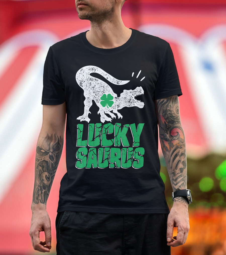 Luckysaurus Shamrock Dinosaur T-Shirt