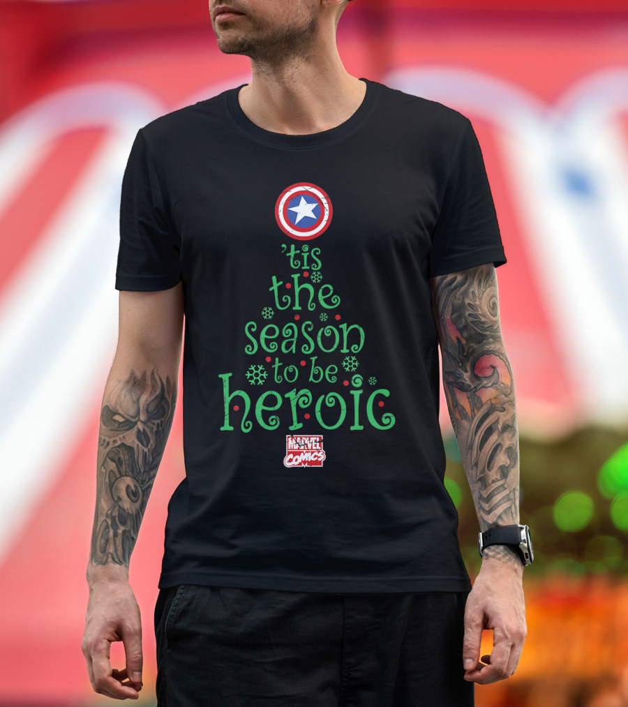 Marvel Captain America 'Tis the Season to Be Heroic Holiday Tree T-Shirt
