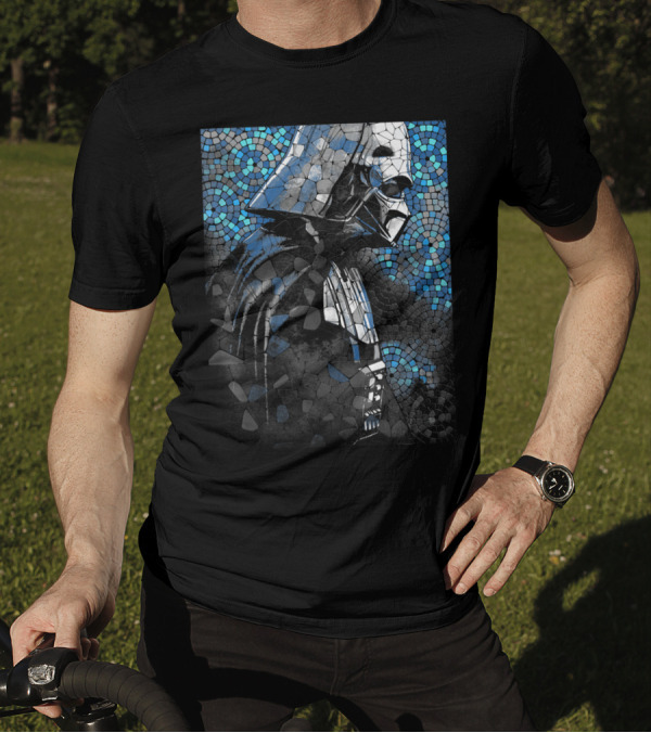 Star Wars Darth Vader Mosaic Pattern Blue Circles T-Shirt