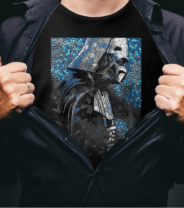 Star Wars Darth Vader Mosaic Pattern Blue Circles T-Shirt