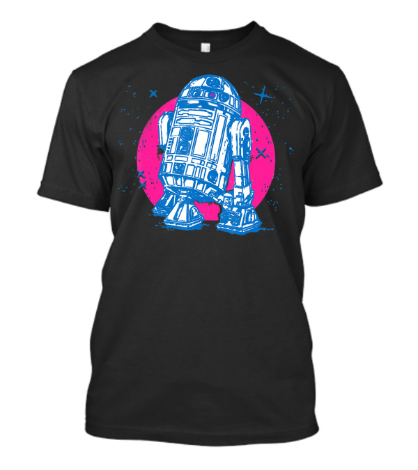 Star Wars R2 D2 Vintage Neon Sparkly Badge Retro Space Droid T-Shirt
