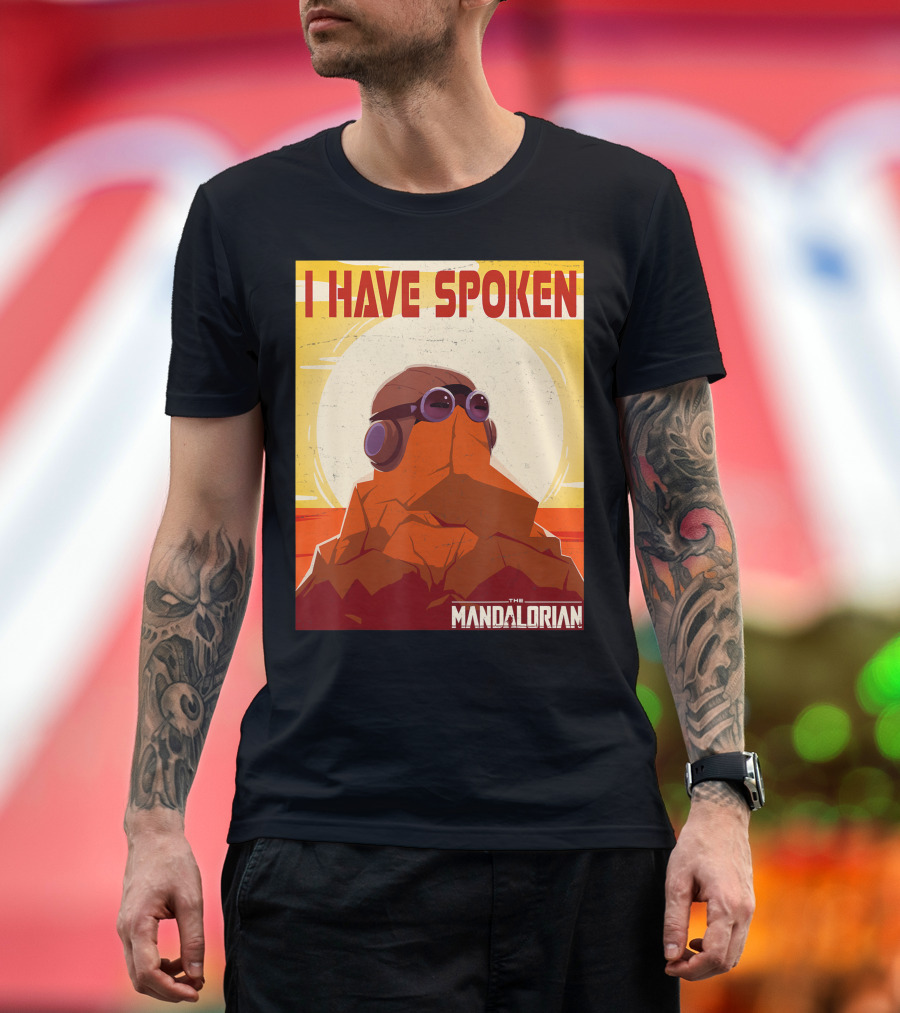 Star Wars The Mandalorian I Have Spoken Image with Character and Sun Background T-Shirt