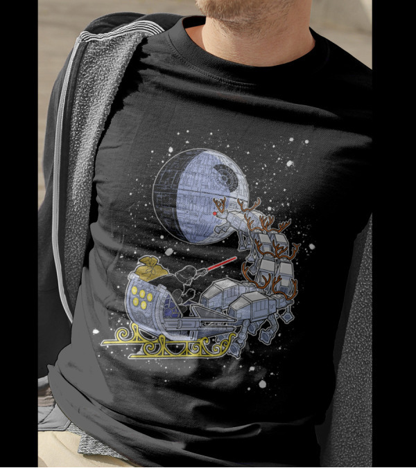 Star Wars Vader Sleigh Death Star Reindeer AT-ATs T-Shirt