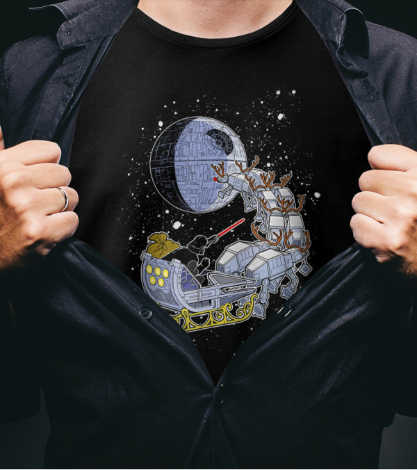 Star Wars Vader Sleigh Death Star Reindeer AT-ATs T-Shirt