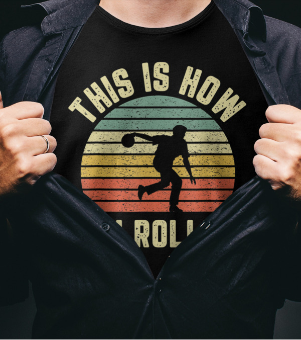 Bowling This Is How I Roll Silhouette Retro Stripes T-Shirt