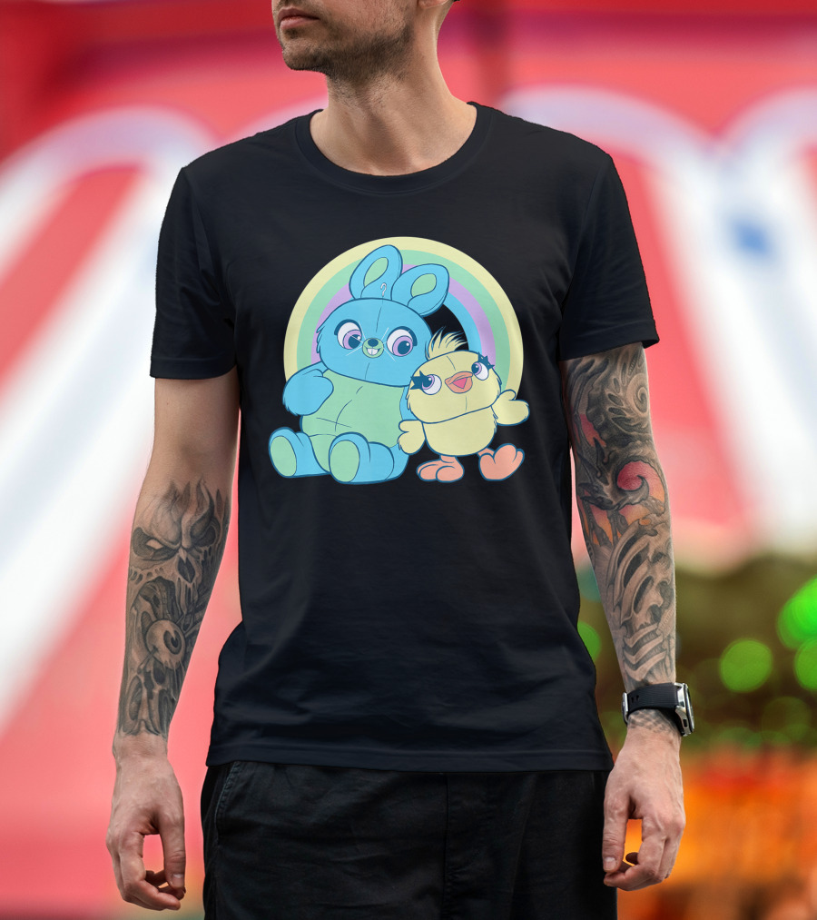 Disney Pixar Toy Story 4 Ducky And Bunny Pastel Rainbow T-Shirt