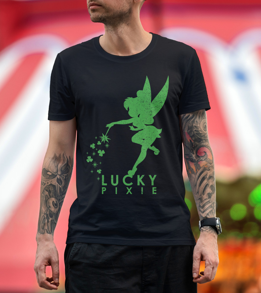 Disney Tinker Bell Lucky Pixie Shamrock Sparkle T-Shirt
