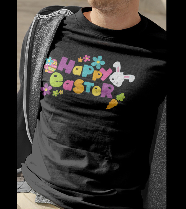 Happy Easter Bunny Rabbit Spring Flowers Egg Hunt T-Shirt
