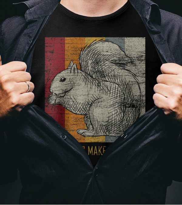 Squirrels Make Me Happy Vintage Squirrel Retro Stripes T-Shirt