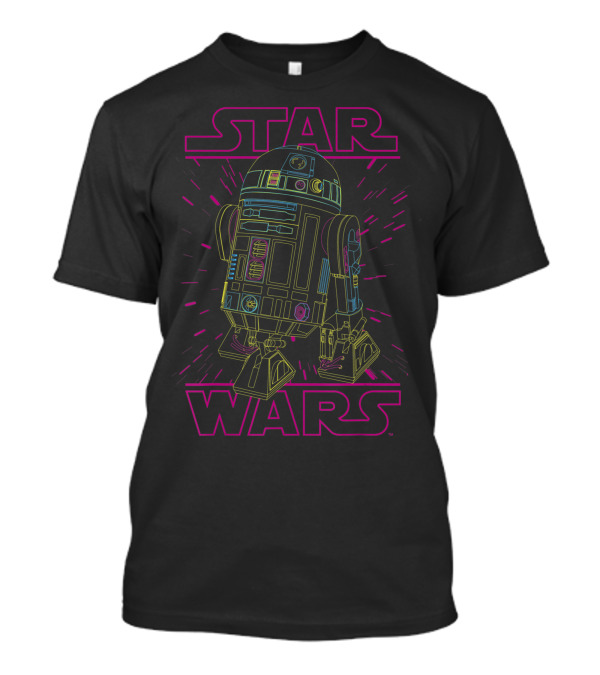 Star Wars R2 D2 Vibrant Neon Line T-Shirt