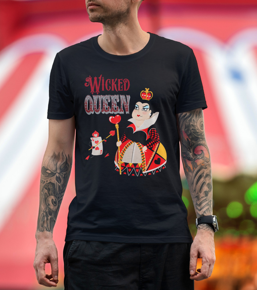 Wicked Queen of Hearts Alice in Wonderland Playing Card T-Shirt