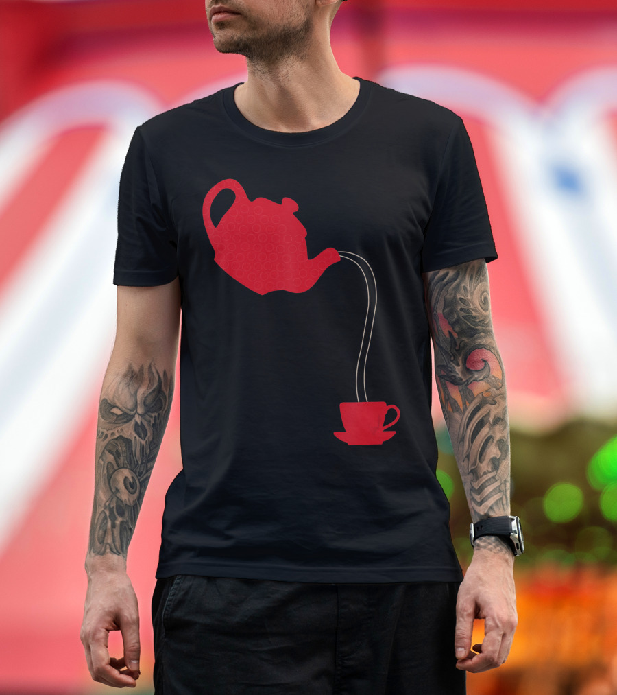 Cool Teapot Pouring Into Cup Tea Party Time Lover T-Shirt