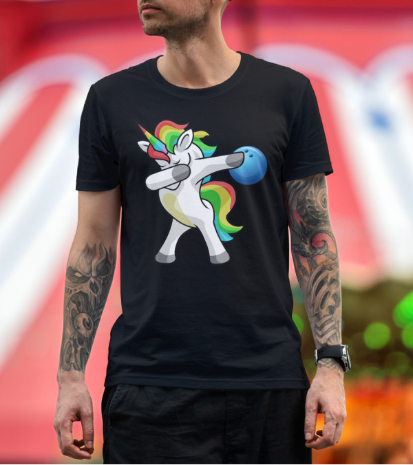 Premium T-Shirt: Rainbow Dabbing Unicorn Bowling Bowler Dab Dance T-Shirt Rainbow Dabbing Unicorn Bowling Bowler Dab Dance T-Shirt