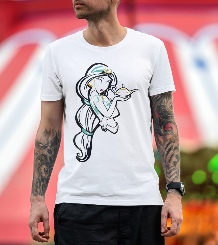 Disney Aladdin Jasmine Magic Lamp Sketch T-Shirt