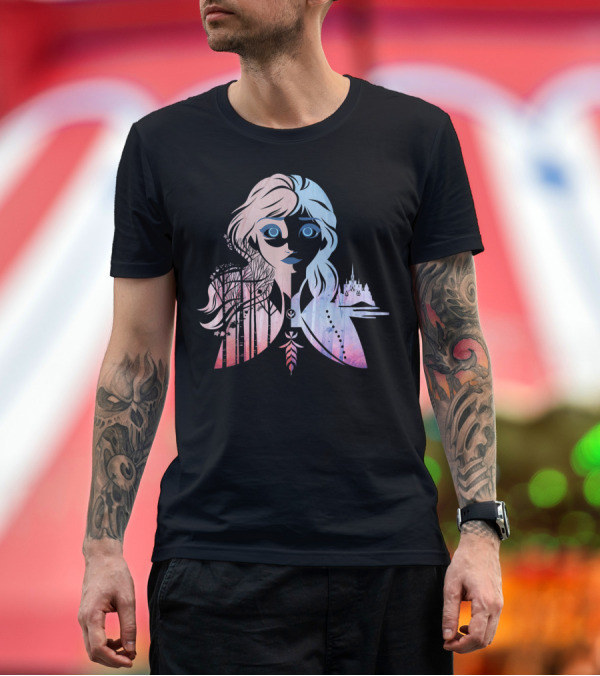 Premium T-Shirt: Disney Frozen 2 Anna Two Tone Gradient Enchanted Forest and Ice Castle T-Shirt Disney Frozen 2 Anna Two Tone Gradient Enchanted Forest and Ice Castle T-Shirt