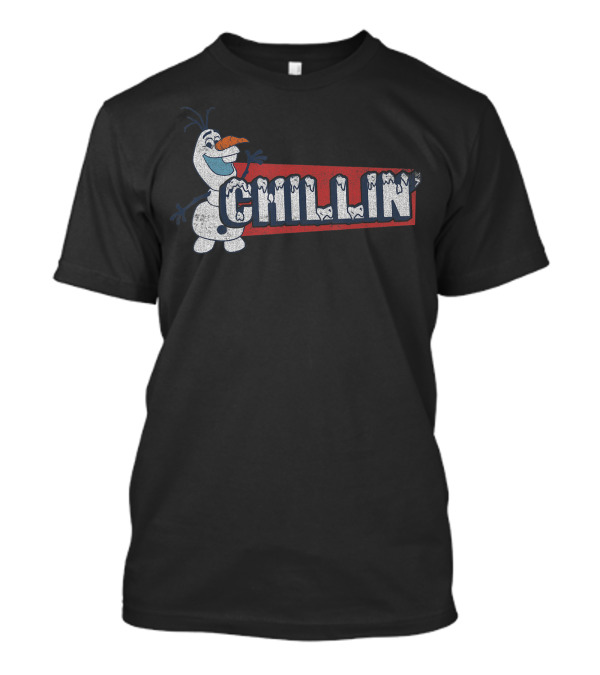 Disney Frozen Olaf Chillin' Ice Text Red Block T-Shirt